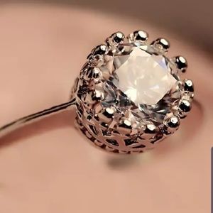 Sterling silver CZ vintage style engagement ring